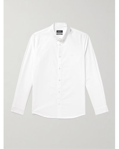 A.P.C. Greg Button-down Collar Logo-embroidered Cotton Oxford Shirt - White