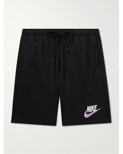 Nike Shorts a gamba dritta in jersey di misto cotone con logo ricamato Sportswear Club - Nero