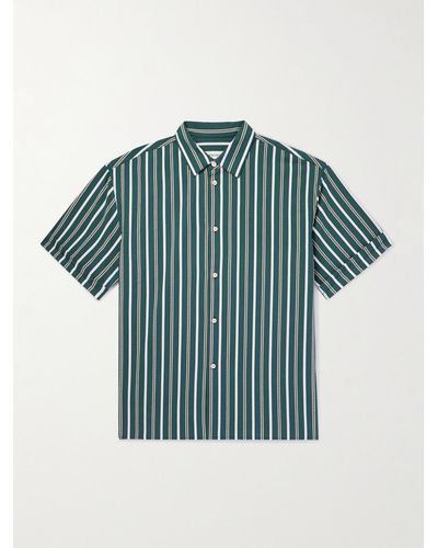 A Kind Of Guise Elio Striped Textured-cotton Shirt - Blue
