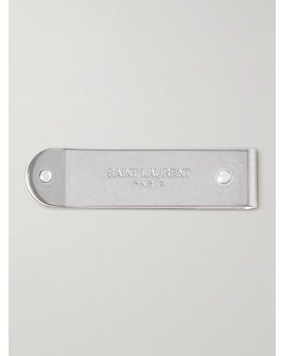 Saint Laurent Silberfarbene Geldscheinklammer mit Logogravur - Mettallic