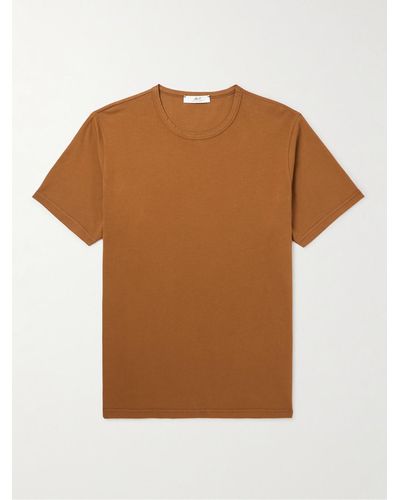 MR P. T-shirt in jersey di cotone tinta in capo - Marrone