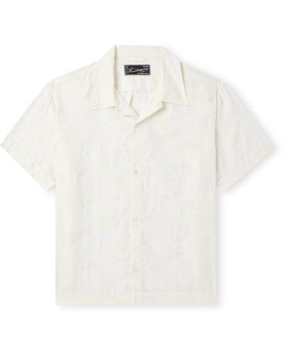 mfpen Holiday Camp-collar Floral-jacquard Cotton-blend Shirt - White