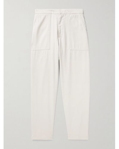 Officine Generale Paolo Tapered Tm Lyocell-twill Pants - White