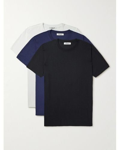 CDLP Three-pack Lyocell And Pima Cotton-blend Jersey T-shirts - Blue