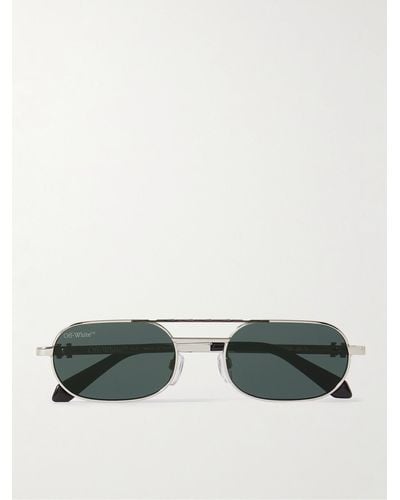 Off-White c/o Virgil Abloh Baltimore Sonnenbrille mit ovalem Rahmen aus Azetat und silberfarbenen Details - Grün