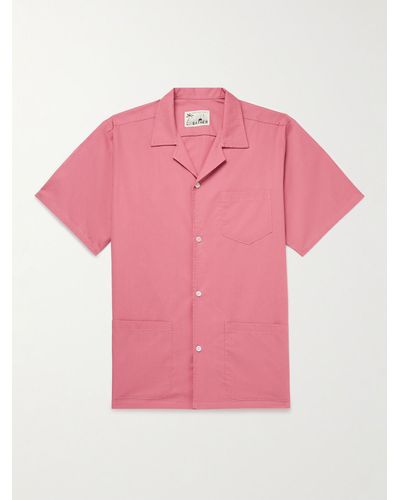 Bather Traveller Camp-collar Cotton-blend Poplin Shirt - Pink