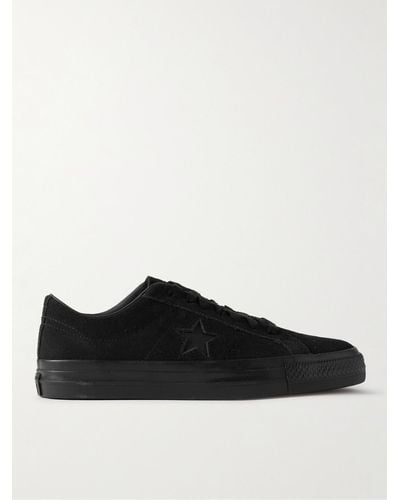 Converse One Star Pro Leather-trimmed Suede Trainers - Black