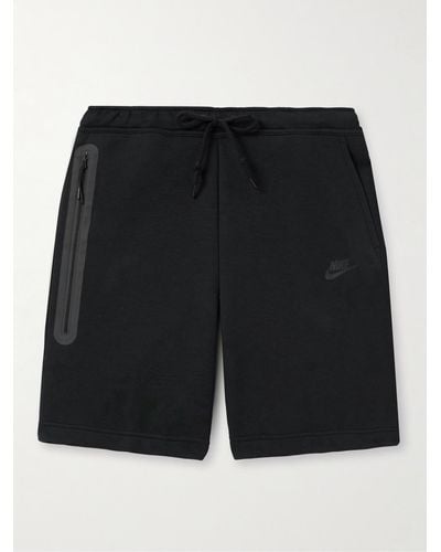 Nike Gerade geschnittene Shorts aus "Tech Fleece"-Material aus einer Baumwollmischung mit Kordelzugbund - Schwarz