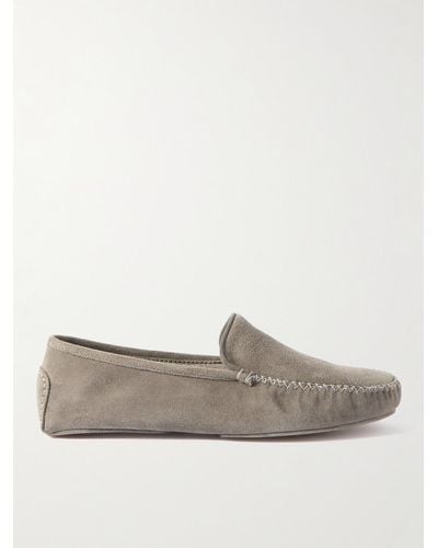 Thom Sweeney Cashmere-lined Suede Slippers - Grey