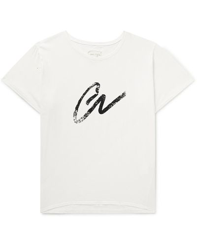 Greg Lauren Logo-print Cotton-jersey T-shirt - White