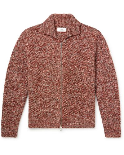 MR P. Mouline Wool And Silk-blend Zip-up Sweater - Red