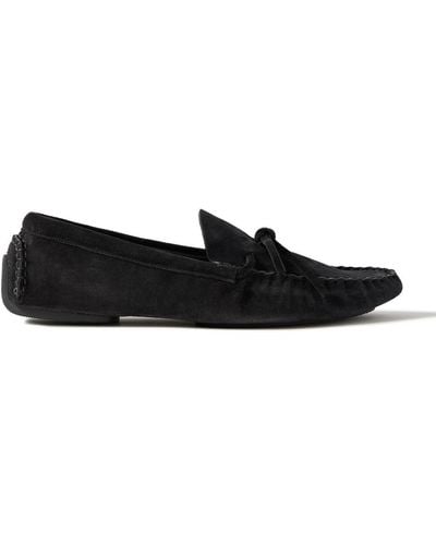 The Row Lucca Suede Driving Shoes - Black