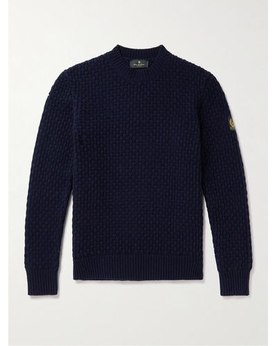 Belstaff Submarine Cable-knit Wool Jumper - Blue