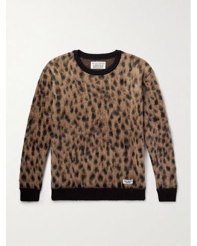 Wacko Maria Leopard-jacquard Knitted Jumper - Brown
