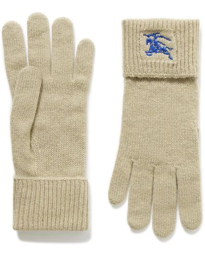 Burberry Logo-embroidered Cashmere-blend Gloves - Natural