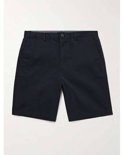 Club Monaco Maddox Straight-leg Cotton-blend Twill Shorts - Blue