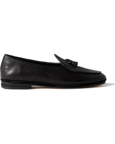 Rubinacci Marphy Tasseled Leather Loafers - Black
