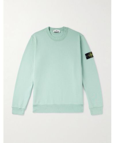 Stone Island Sweatshirt aus Baumwoll-Jersey mit Logoapplikation in Stückfärbung - Grün