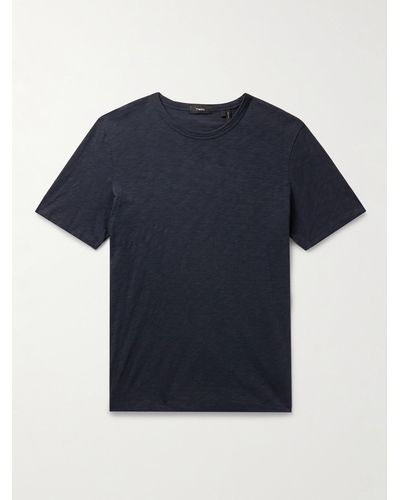 Theory T-shirt in jersey di cotone fiammato Essential - Blu