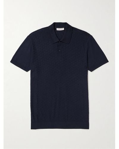 Orlebar Brown Jarrett Cotton And Modal-blend Jacquard Polo Shirt - Blue