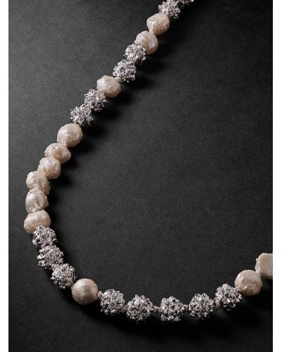 OUIE Kette mit Perlen und Details aus Sterlingsilber - Schwarz