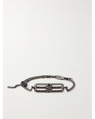 Balenciaga Icon Burnished Silver-tone Bracelet - Metallic