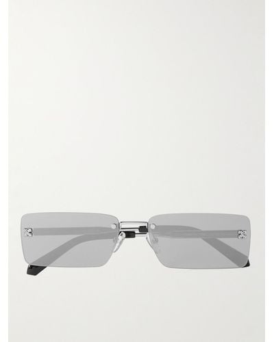 Off-White c/o Virgil Abloh Riccione Rectangle-frame Silver-tone Sunglasses - Grey