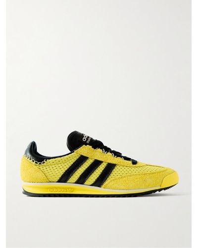 adidas Originals Wales Bonner Sl76 Leather-trimmed Brushed-suede And Mesh Trainers - Yellow