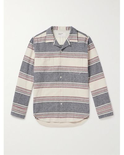 Universal Works Striped Brushed-cotton Shirt - Grey