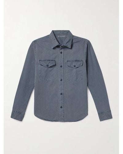 Save Khaki Hemdjacke aus Baumwoll-Twill in Stückfärbung - Blau