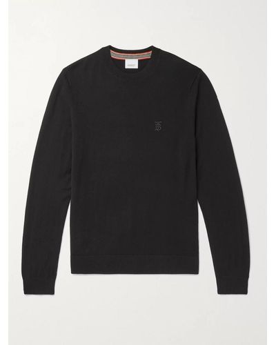 Burberry Pullover in cashmere con logo ricamato - Nero