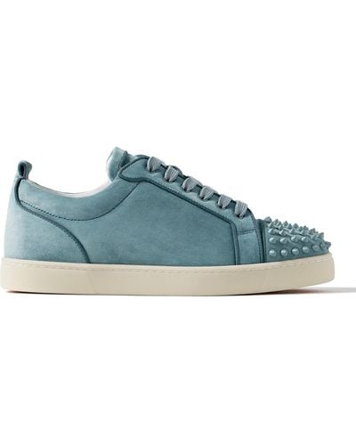 Christian Louboutin Louis Junior Spikes Suede Sneakers - Blue
