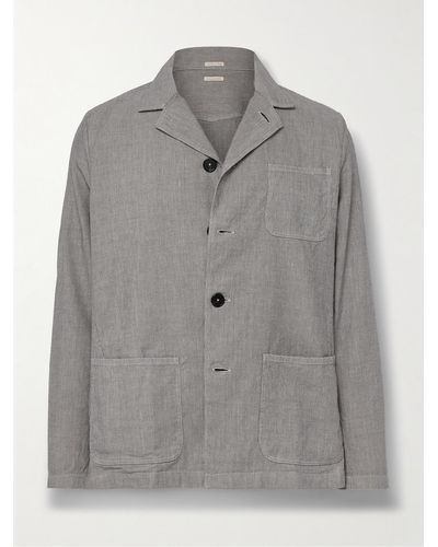 Massimo Alba Florida Hemdjacke aus einer Baumwoll-Leinenmischung mit wandelbarem Kragen - Grau