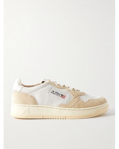 Autry Medalist Leather-trimmed Suede Sneakers - Natural