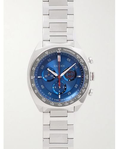 Gucci Interlocking Chronograph 41 mm Uhr aus Edelstahl - Blau