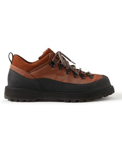 Diemme Throwing Fits Roccia Basso Suede And Rubber-trimmed Canvas Hiking Boots - Brown