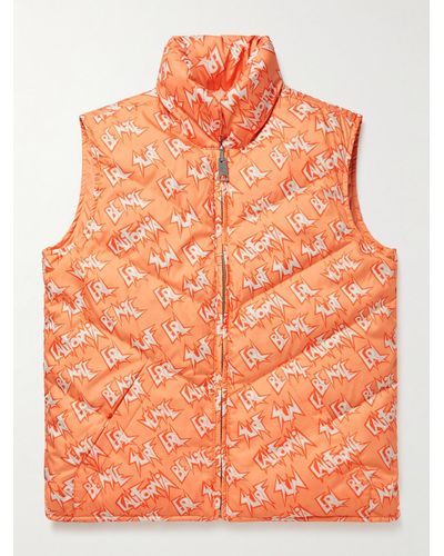 ERL Reversible Quilted Logo-print Shell Down Gilet - Orange