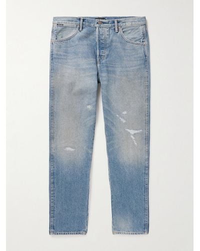 Tom Ford Gerade geschnittene Jeans in Distressed-Optik - Blau