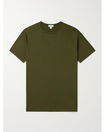 Sunspel Schmal geschnittenes T-Shirt aus Baumwoll-Jersey - Grün
