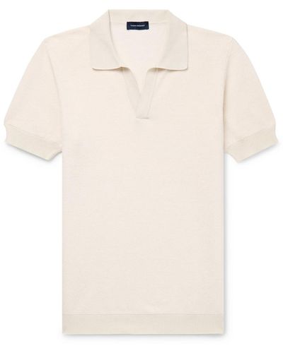 Thom Sweeney Birdseye Cotton And Linen-blend Polo Shirt - White
