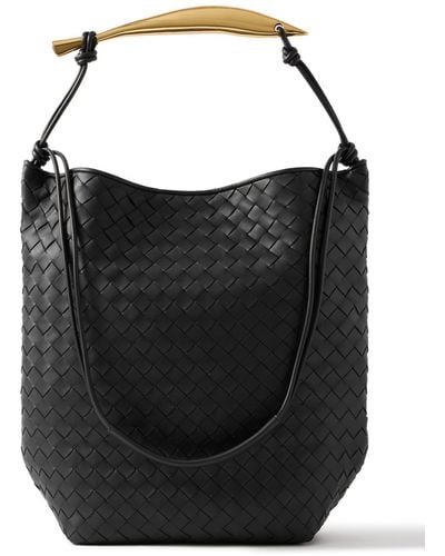Bottega Veneta Sardine Hobo Embellished Intrecciato Leather Tote Bag - Black