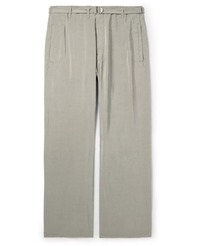 Lemaire Straight-leg Belted Silk-blend Pants - Gray