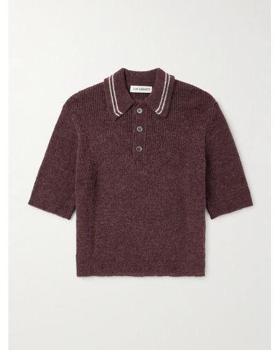 Our Legacy Striped Alpaca-blend Polo Shirt - Red
