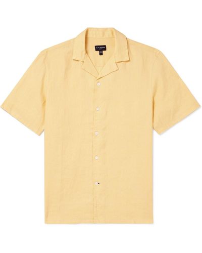 Club Monaco Camp-collar Linen Shirt - Yellow