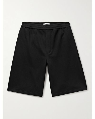 The Row Eston Wide-leg Cotton-jersey Shorts - Black
