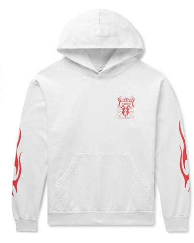 Local Authority Fantasy Room Printed Cotton-jersey Hoodie - White