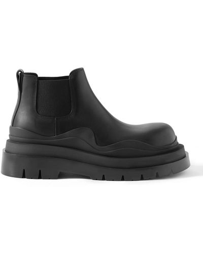 Bottega Veneta Tire Exaggerated-Sole Leather Chelsea Boots - Black