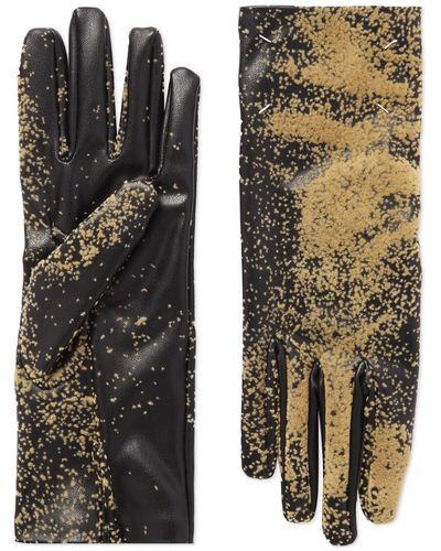 Maison Margiela Flocked Faux Leather Gloves - Black
