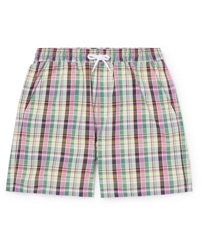 Baracuta Noah Straight-leg Checked Cotton-twill Drawstring Shorts - Multicolor