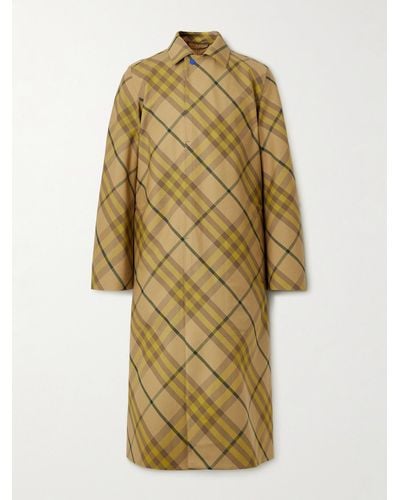 Burberry Checked Wool-twill Car Coat - Brown